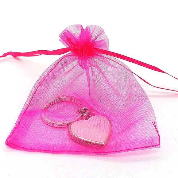 *READ* Vintage COACH Pink Enamel Heart Locket Keychain Fob Purse Charm - Picture 10 of 10